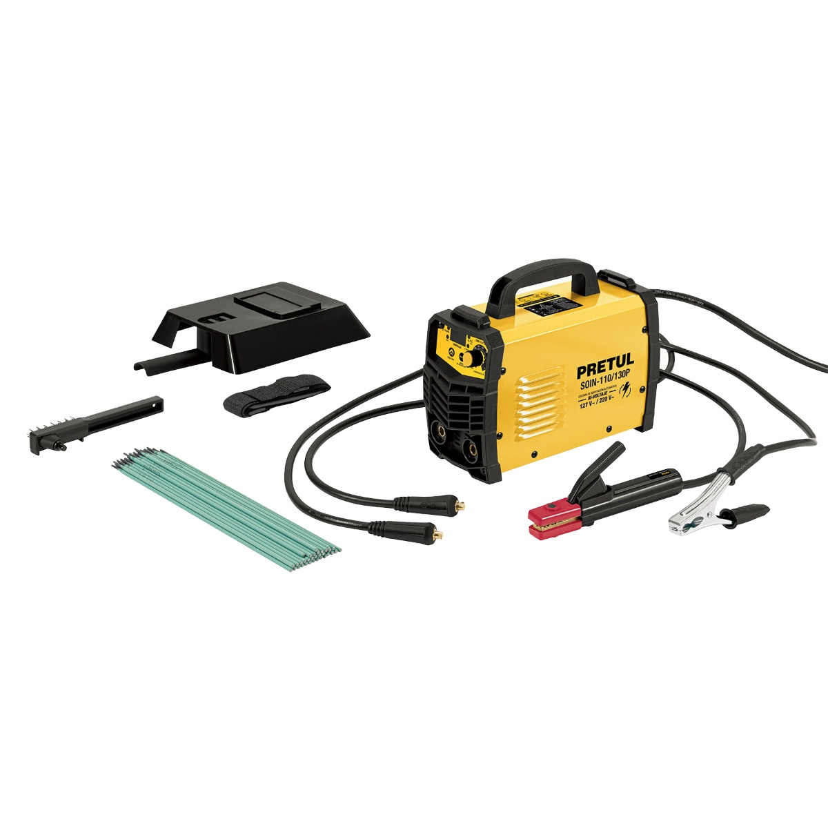 Soldadora inversora 130A, bi-voltaje 127/220V, PRETUL