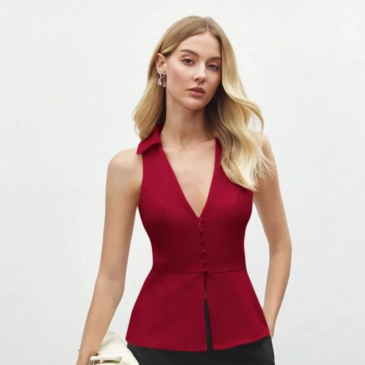 Blusa elegante con escote en V y espalda decubierta