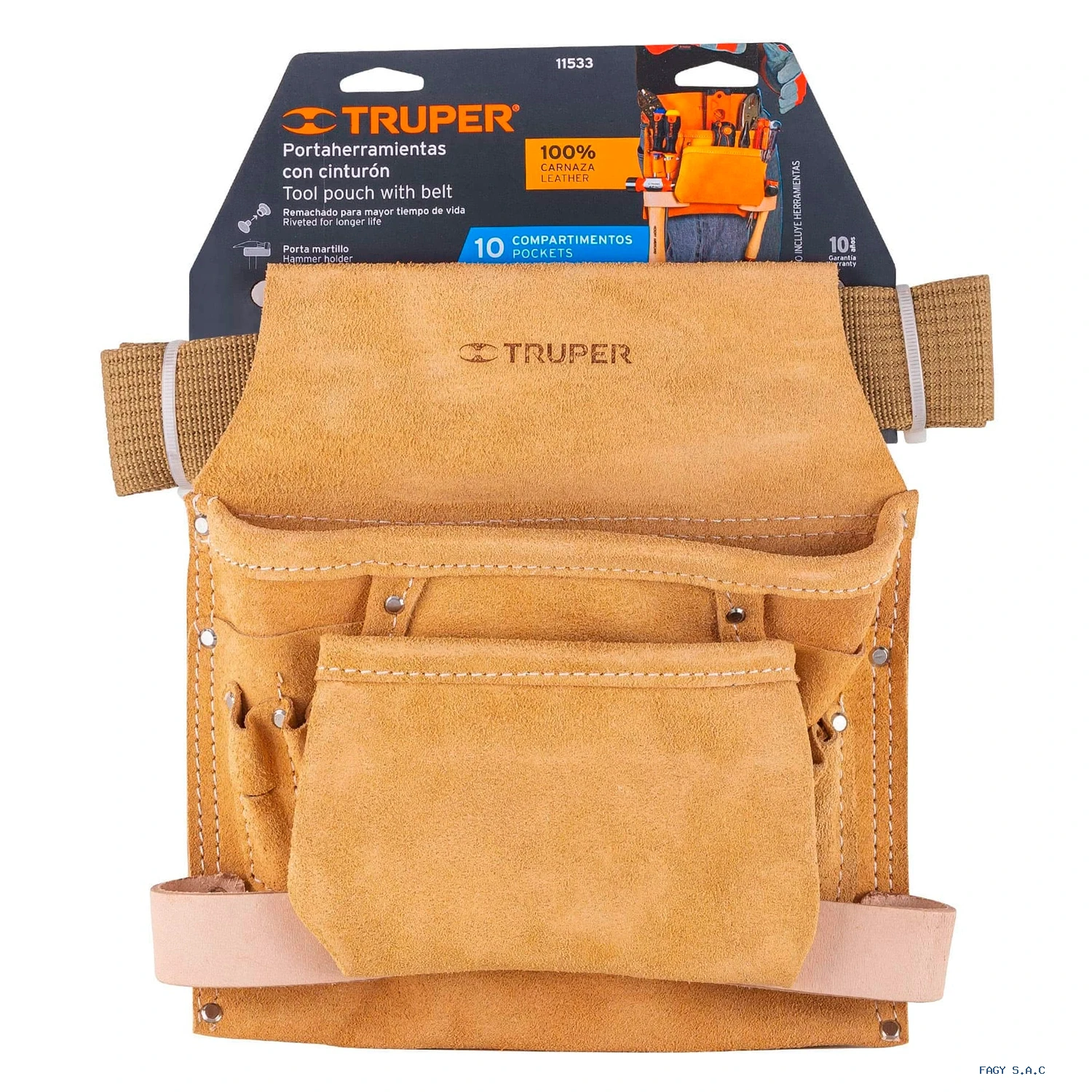 Porta herramientas de carnaza con 10 compartimentos TRUPER