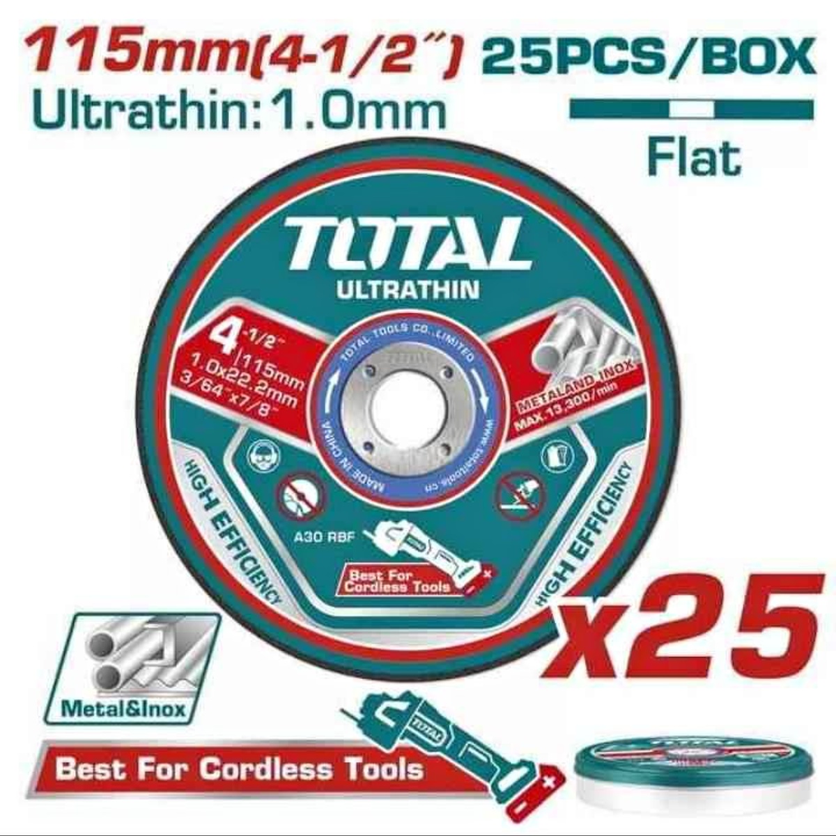 Set de 25 unds de discos de corte de Metal Ultrafino 4 1/2"
