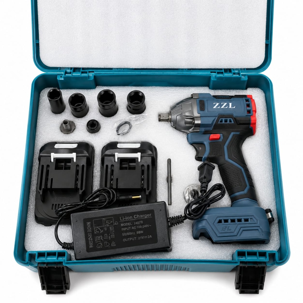 Llave de Impacto Inalámbrica ZZL 21V con 2 Baterías y Estuche