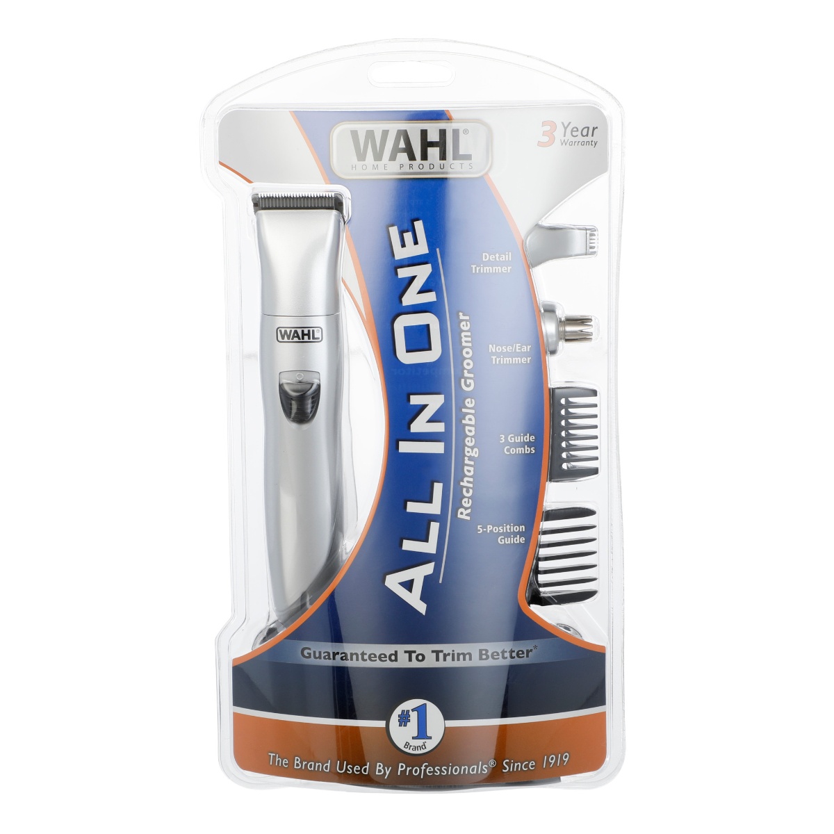 Wahl All In One Recargable Groomer – Kit de Aseo Completo con Recortadora de Detalle, Nariz/Oreja y Peines Guía