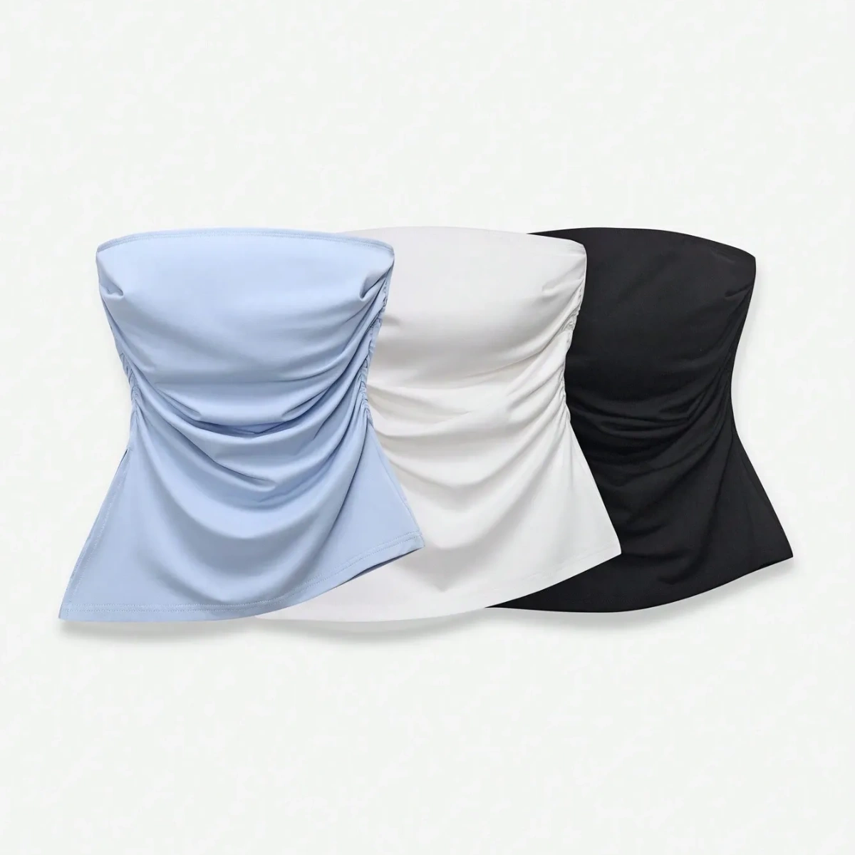 Set de 3 piezas Top tubo sólido fruncido casual para uso diario